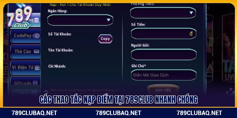 Quy trình nạp tiền 789Club được tối ưu